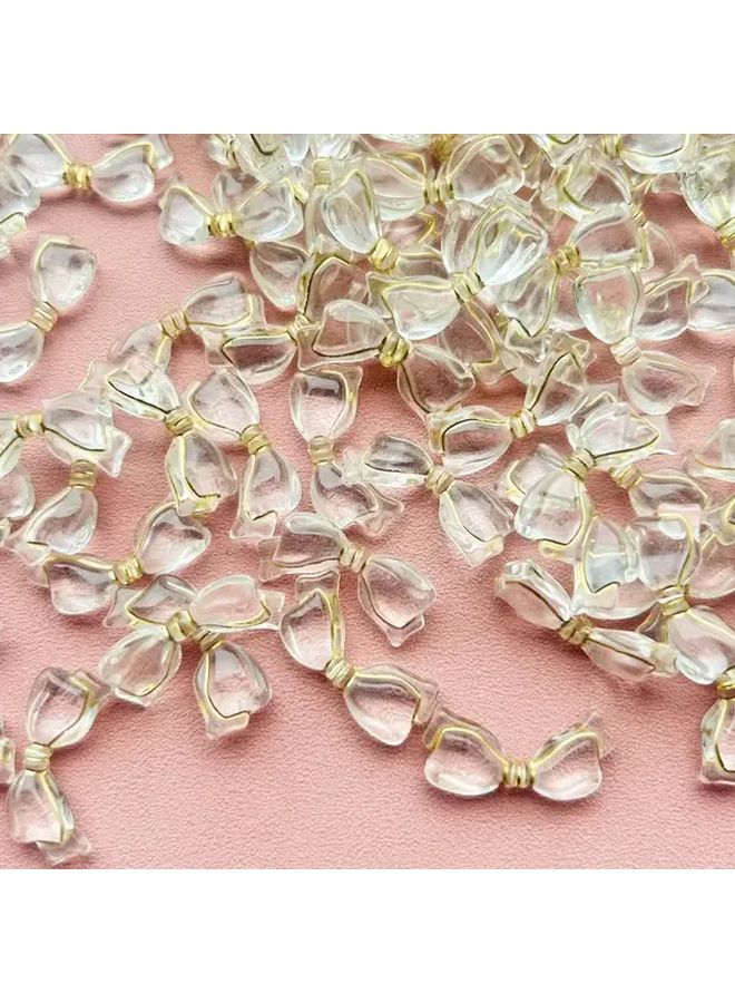Red Golden Drawing Acrylic Bow Beads 20pcs For DIY Jewelry Making Bracelets - Image 3